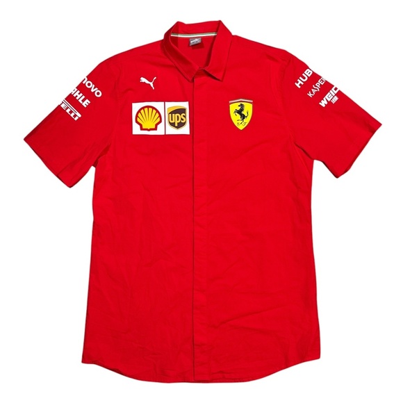Puma Scuderia Ferrari F1 Formula 1 Engineer Racing Team Button Shirt Mens Large - Picture 1 of 9